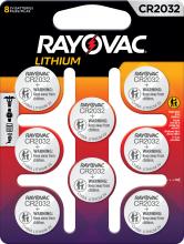 Rayovac KECR2032-8 - Rayovac CR2032 Lithium Coin Batteries, Coin Cell 3V Lithium Batteries, 8 Count