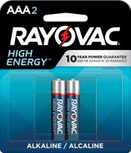 Rayovac 824-2T GEN - Rayovac High Energy AAA Batteries (2 Pack), Alkaline Triple A Batteries