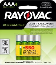 Rayovac LD724-4 - Rayovac Rechargeable NiMH AAA Batteries, 4 Pack