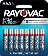 Rayovac 824-8T GEN - Rayovac High Energy AAA Batteries (8 Pack), Alkaline Triple A Batteries