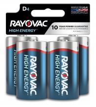 Rayovac 813-4T - Rayovac High Energy D Batteries (4 Pack), Alkaline D Cell Batteries