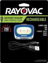 Rayovac ROVHDLLP - Rayovac Value Rechargeable Headlamp, 200 Lumen, IPX4 Water Resistant, Shatterproof Lens