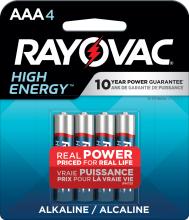 Rayovac 824-4T GEN - Rayovac High Energy AAA Batteries (4 Pack), Alkaline Triple A Batteries