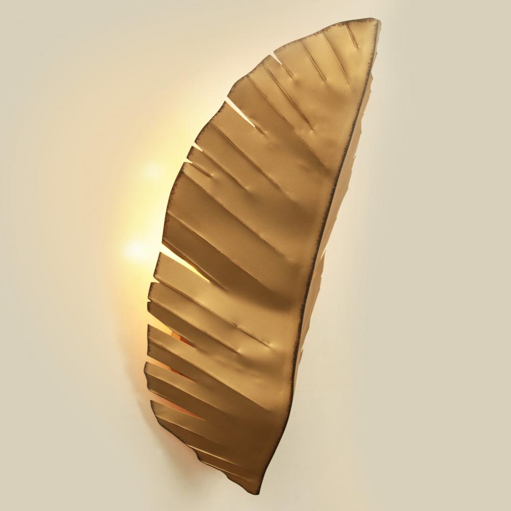 Banana Leaf 3-Lt Tall Sconce - Gold