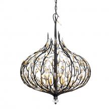 Varaluz 271P06MBFG - Bask 6-Lt Crystal Pendant - Matte Black/French Gold