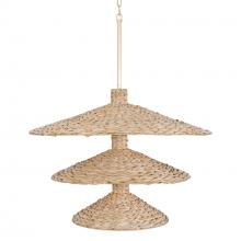 Varaluz 502P15FGN - Hilton Head 15-Lt 3-Tier Pendant - French Gold/Natural Seagrass
