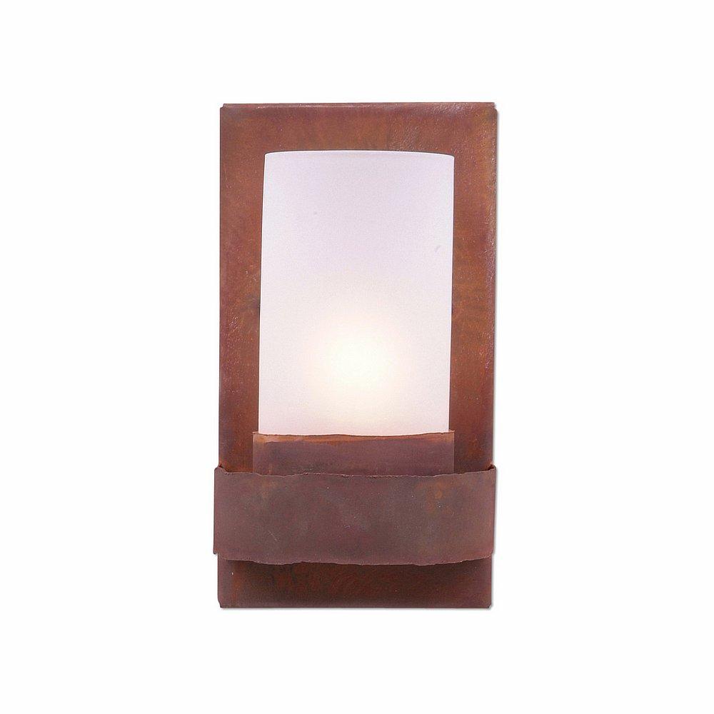 Wisley Single Sconce - Rustic Plain - Frosted Glass Bowl - Rust Patina Finish