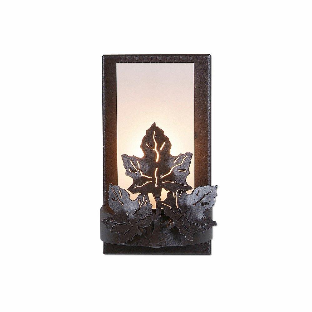 Wisley Single Sconce - Maple Leaf - Frosted Glass Bowl - Dark Bronze Metallic Finish