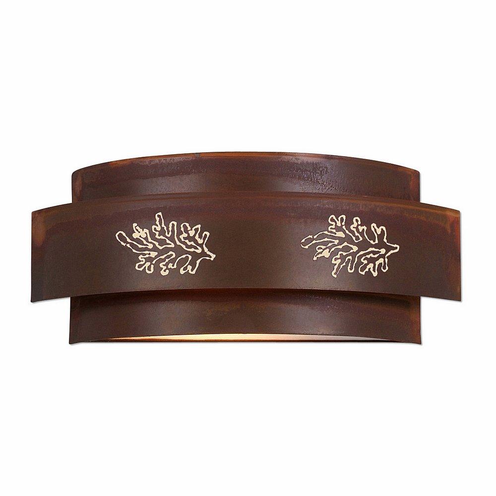 Northridge Double Sconce - Cedar Bough Cutout - Rust Patina Finish