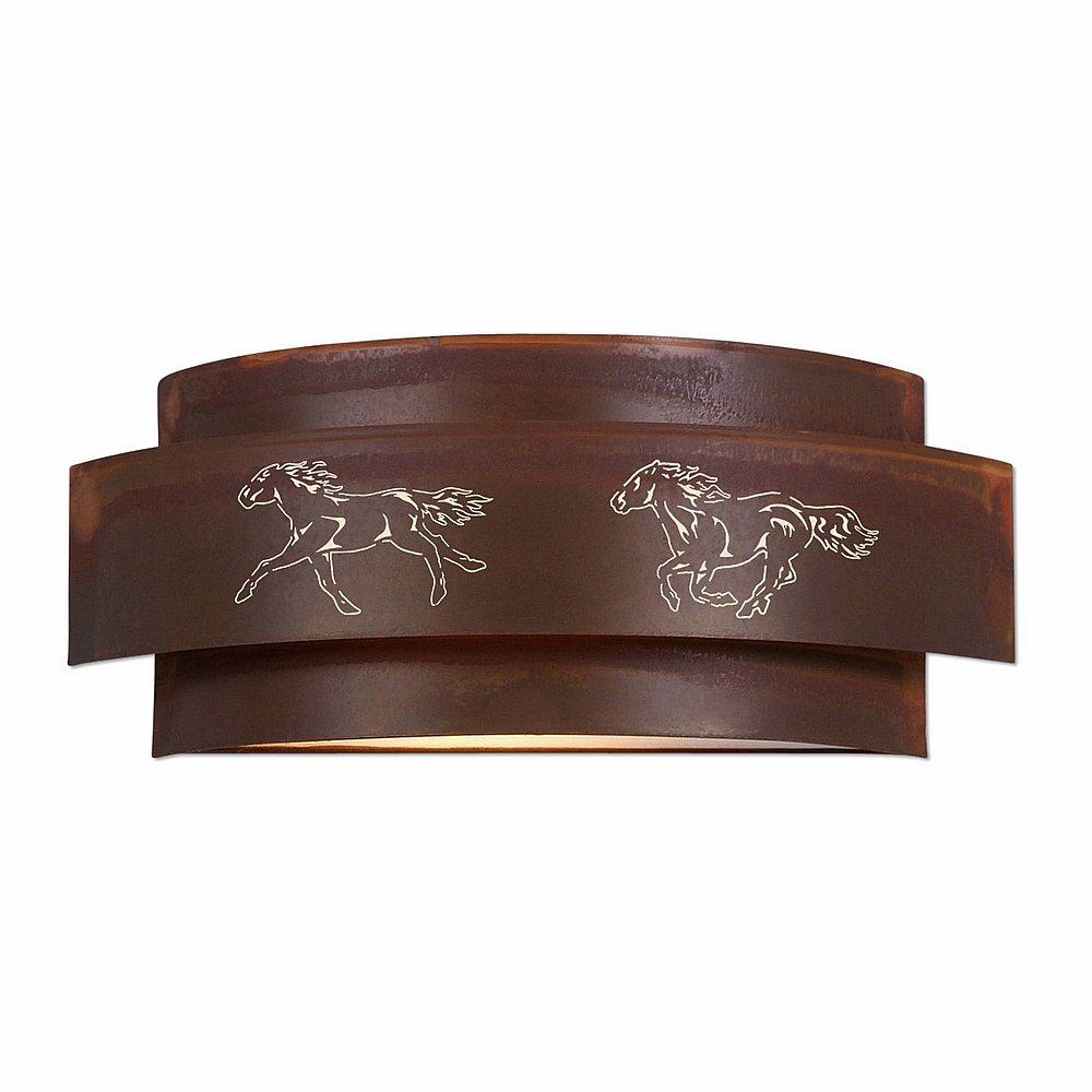 Northridge Double Sconce - Horse Cutout - Rust Patina Finish