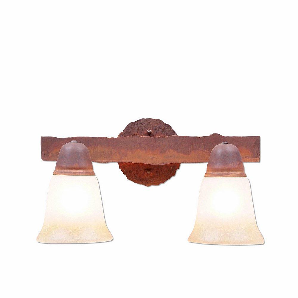 Lakeside Double Bath Vanity Light - Rustic Plain - Two-Toned Amber Cream Bell Glass