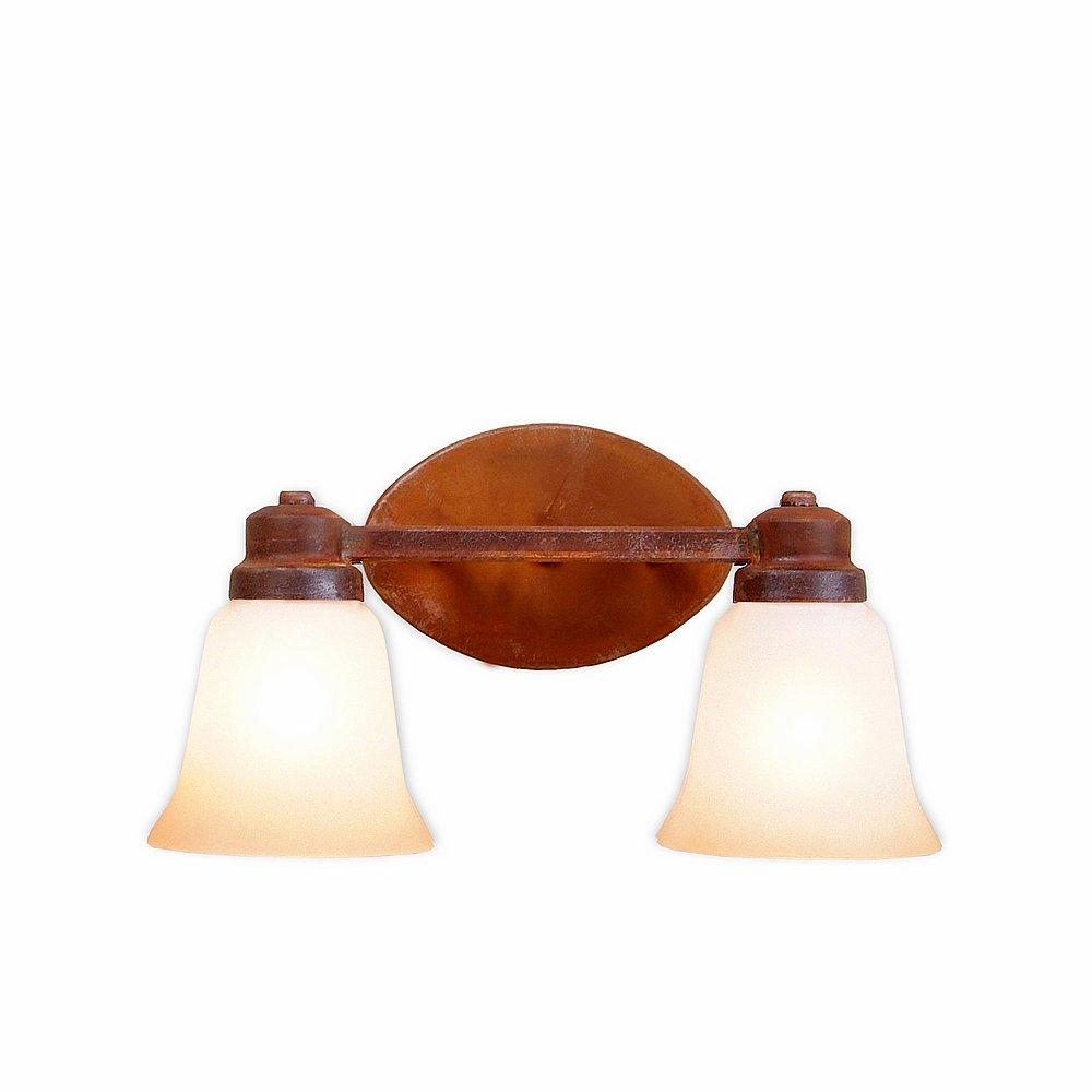 Sienna Double Bath Vanity Light - Rustic Plain - Two-Toned Amber Cream Bell Glass