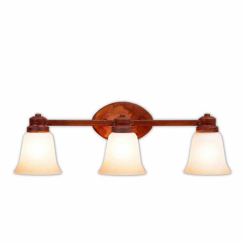 Sienna Triple Bath Vanity Light - Rustic Plain - Two-Toned Amber Cream Bell Glass