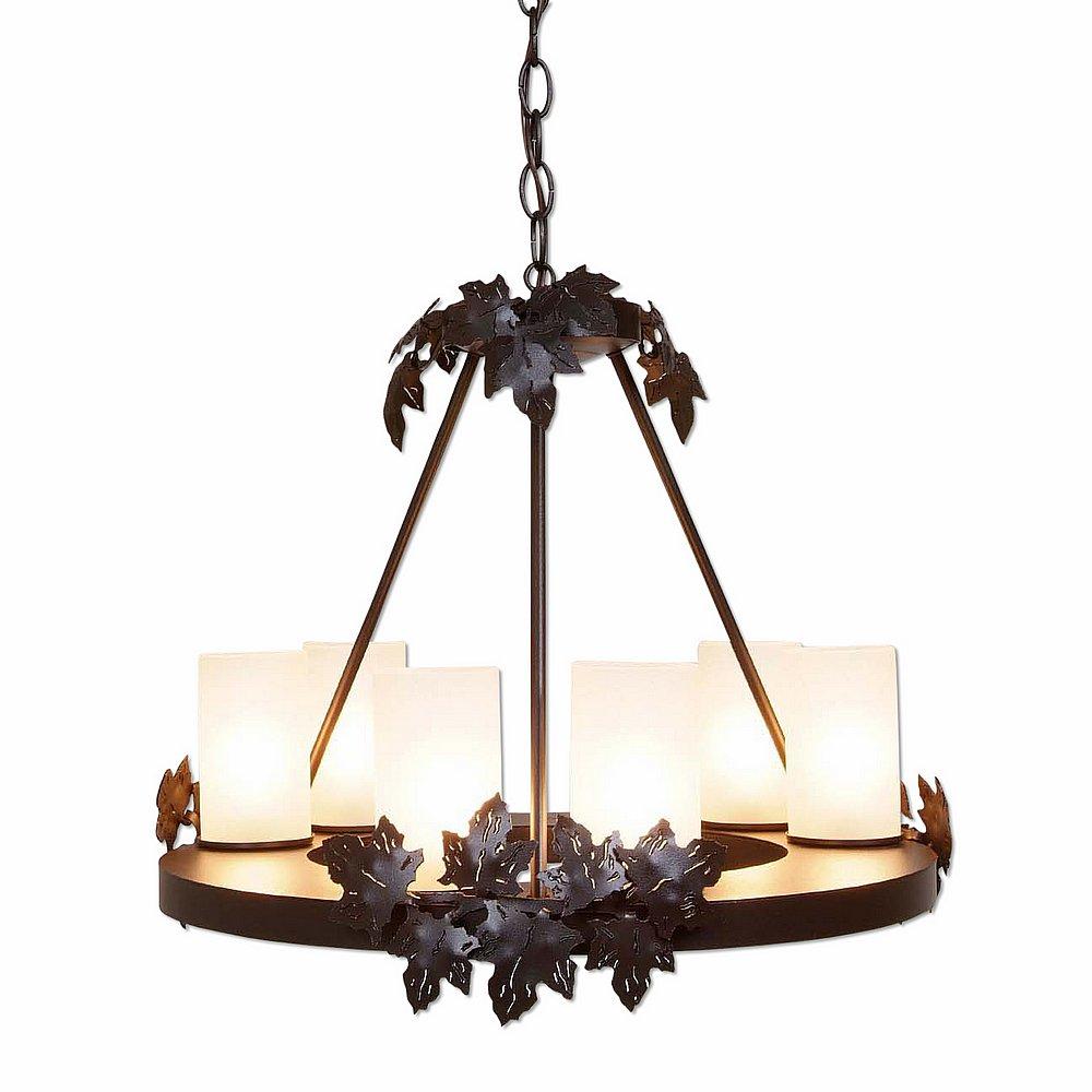 Wisley Chandelierd Small - Maple Leaf - Frosted Glass Bowl - Dark Bronze Metallic Finish