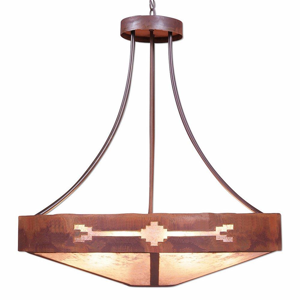 Ridgemont Chandelier Large - Shade Bottom - Del Rio - Almond Mica Shade - Rust Patina Finish