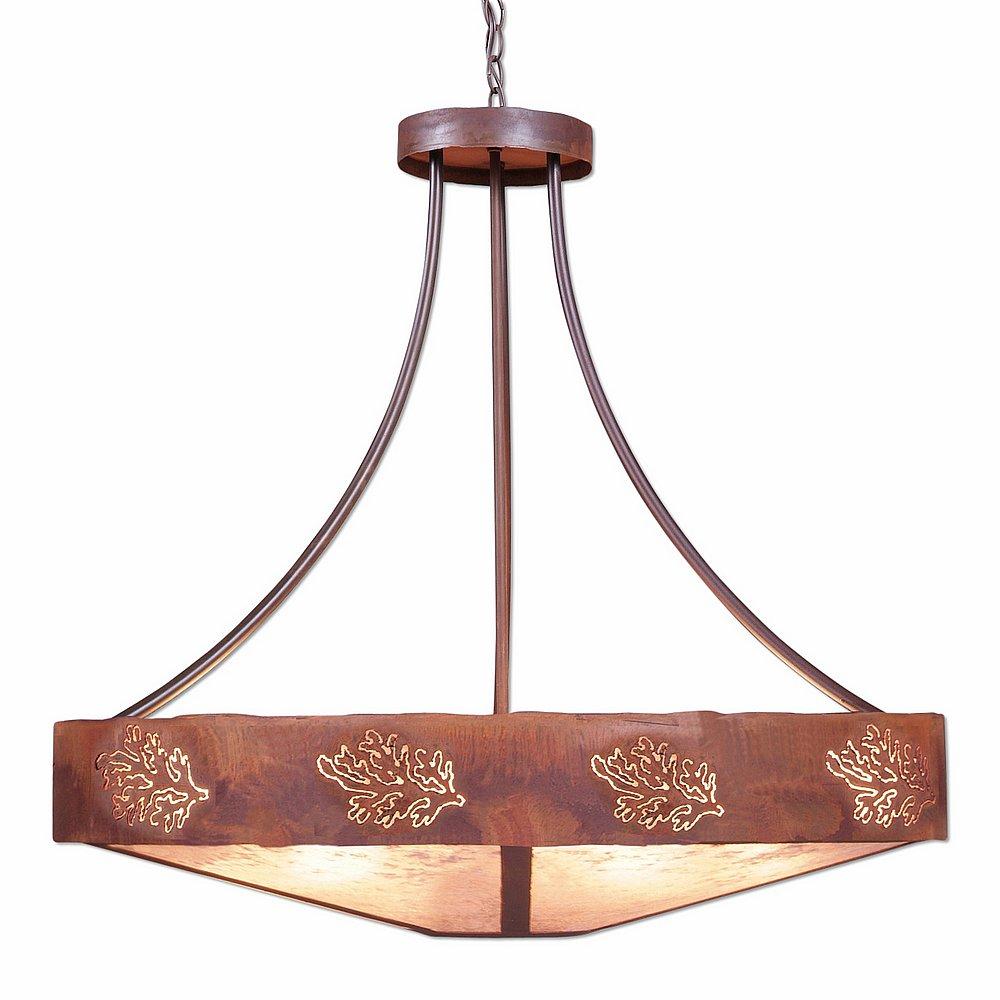 Ridgemont Chandelier Extra Large - Shade Bottom - Cedar Bough Cutout - Almond Mica Shade