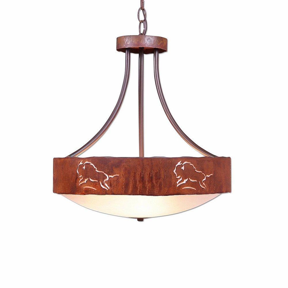 Ridgemont Foyer Chandelier Large Short - Bowl Bottom - Bison - Frosted Glass Bowl