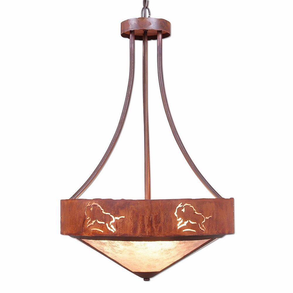 Ridgemont Foyer Chandelier Large Tall - Shade Bottom - Bison - Almond Mica Shade