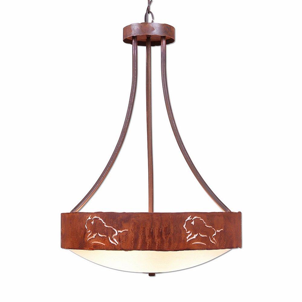 Ridgemont Foyer Chandelier Large Tall - Bowl Bottom - Bison - Frosted Glass Bowl