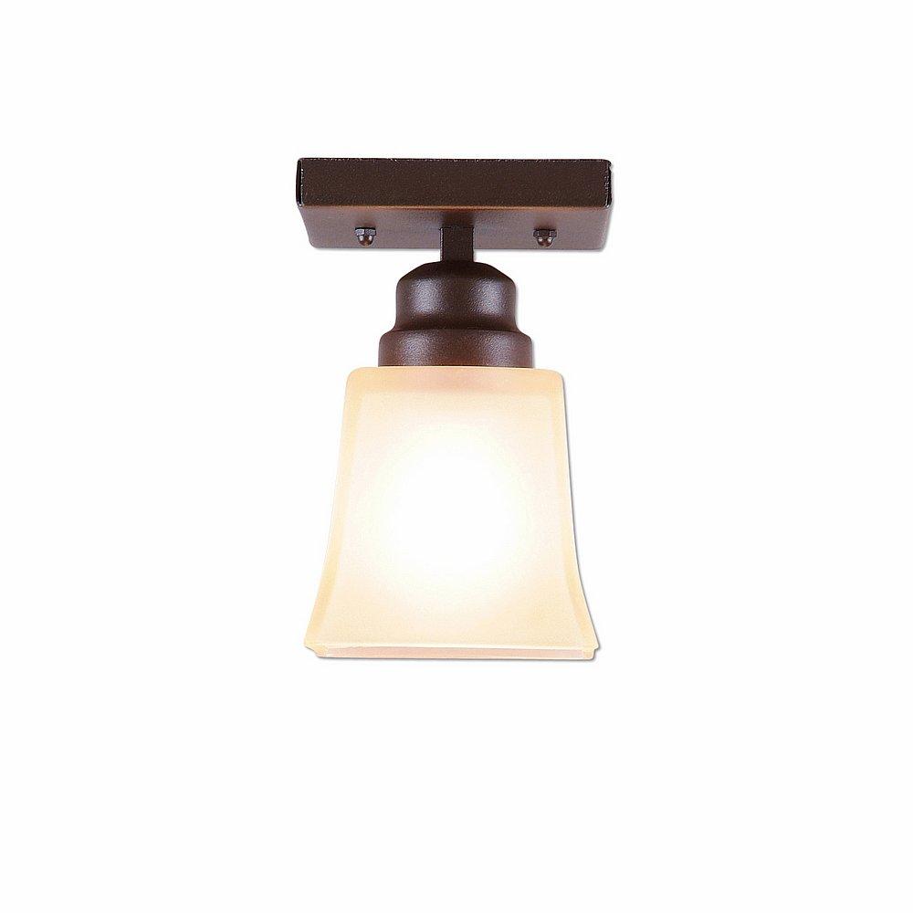 Woodland Ceiling Light Single - Rustic Plain - Tea Stain Glass Bowl - Dark Bronze Metallic Finish