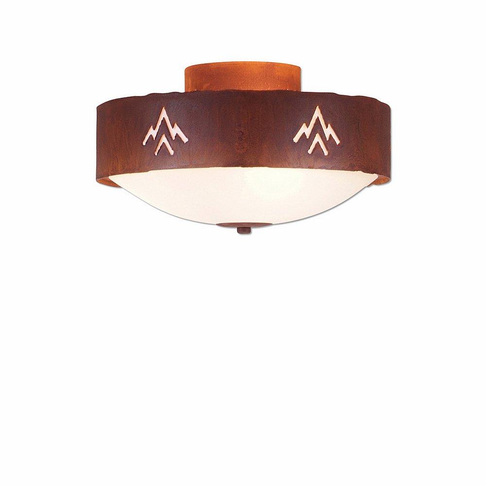 Ridgemont Close-to-Ceiling Medium - Deception Pass - Frosted Glass Bowl - Rust Patina Finish