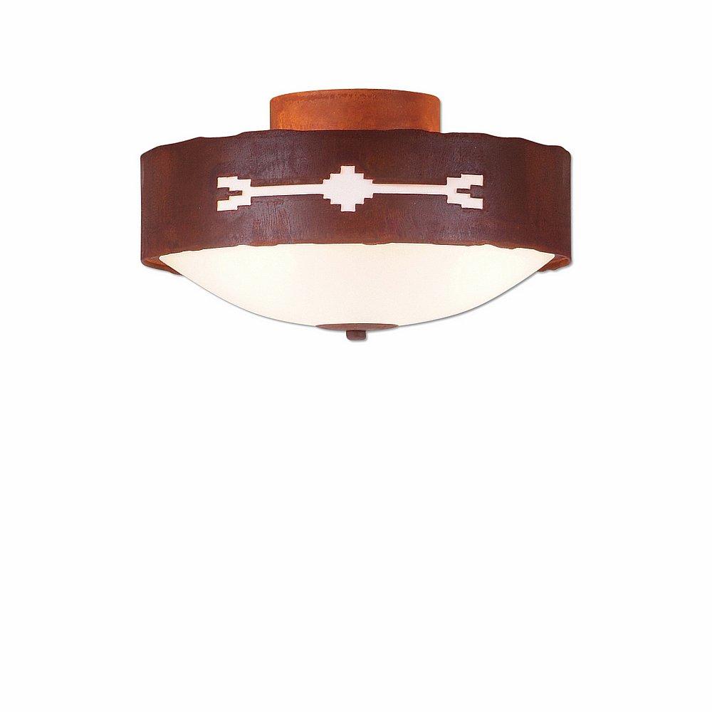 Ridgemont Close-to-Ceiling Medium - Del Rio - Frosted Glass Bowl - Rust Patina Finish