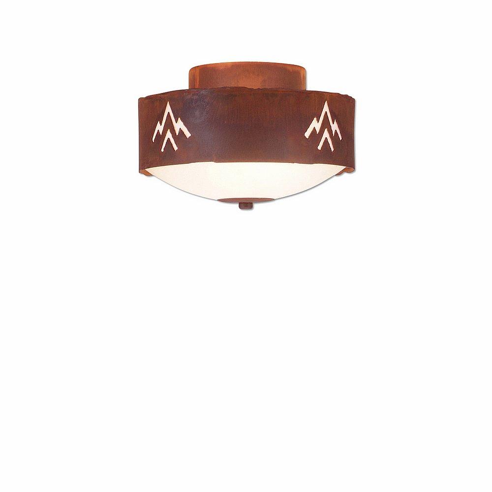 Ridgemont Close-to-Ceiling Small - Deception Pass - Frosted Glass Bowl - Rust Patina Finish