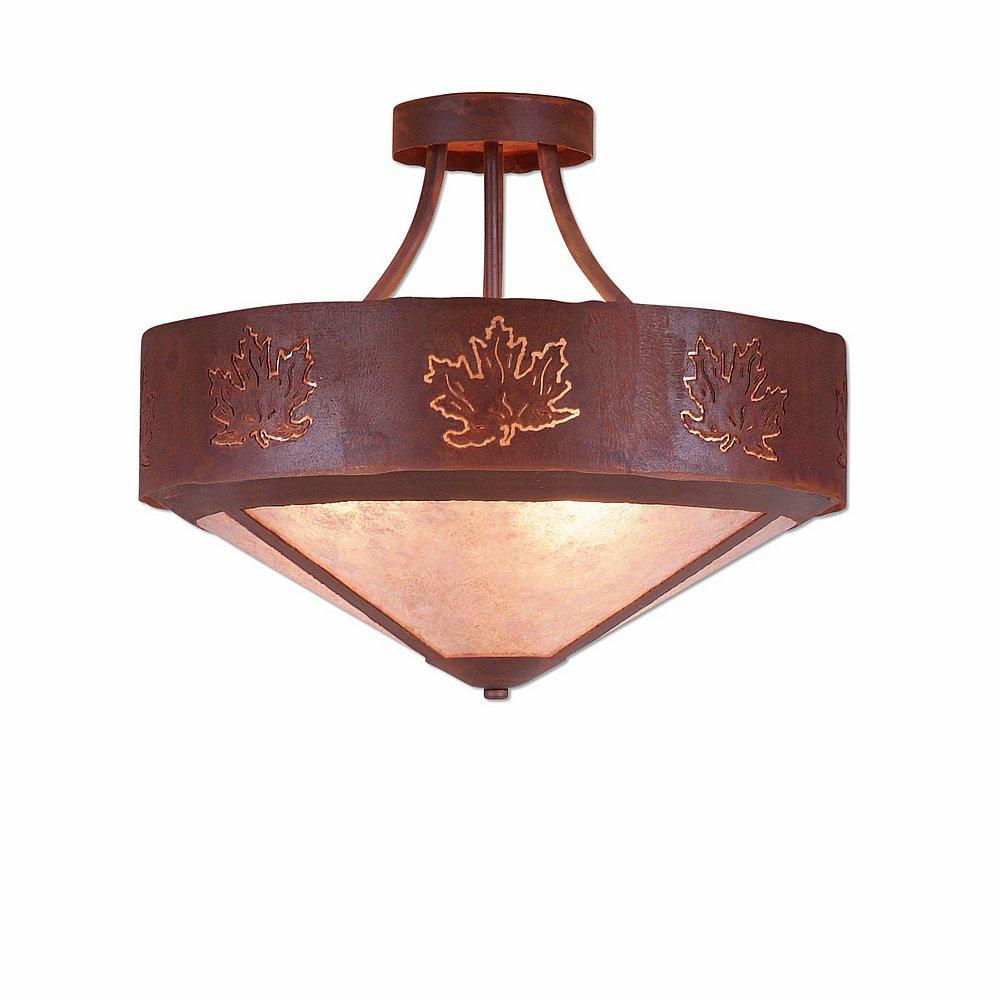 Ridgemont Semi-Flush Large Short - Shade Bottom - Maple Cutout - Almond Mica Shade