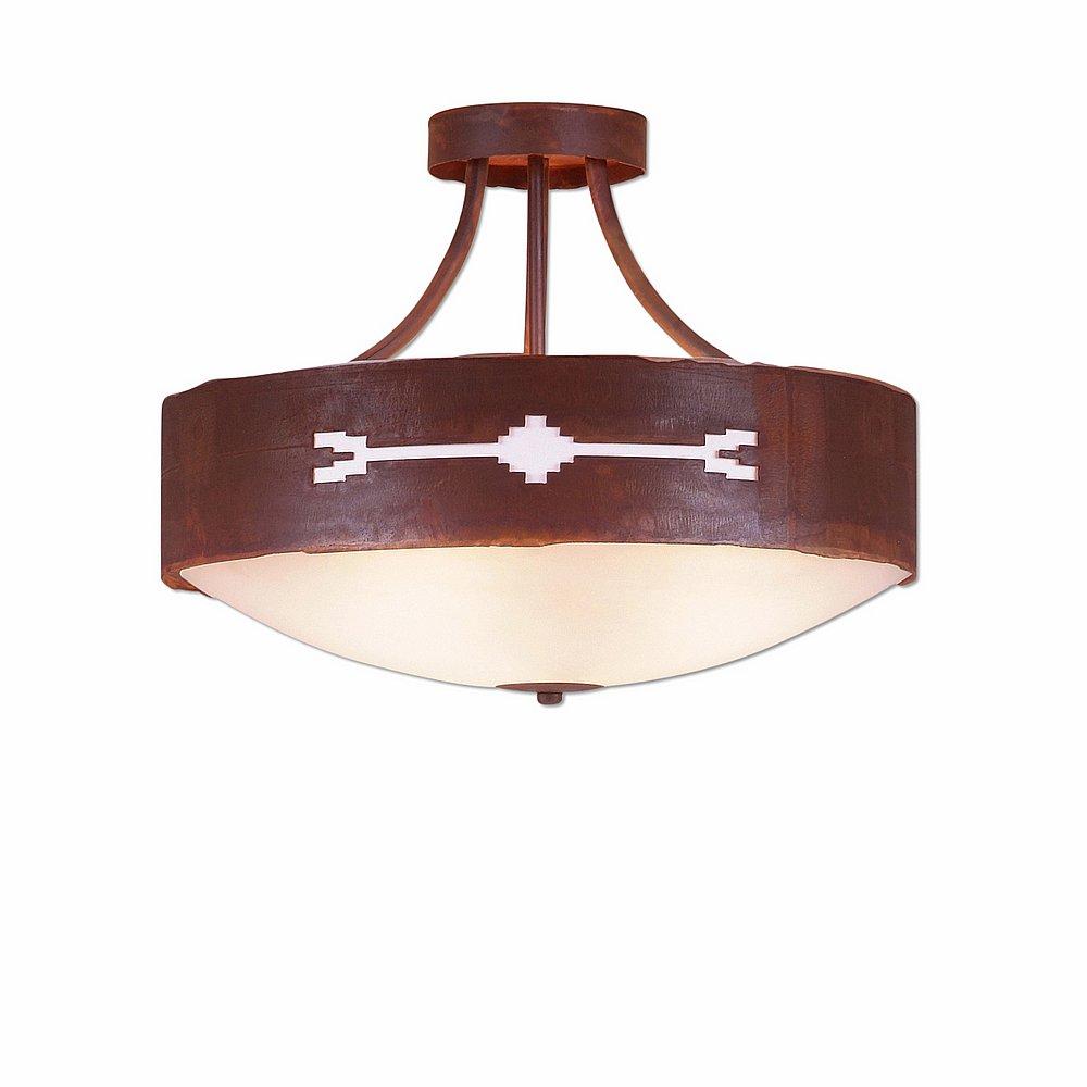 Ridgemont Semi Flush Large Short - Bowl Bottom - Del Rio - Frosted Glass Bowl - Rust Patina Finish