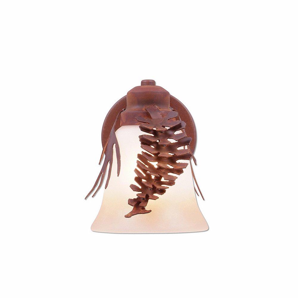 Sienna Sconce - Spruce Cone - Two-Toned Amber Cream Bell Glass - Rust Patina Finish