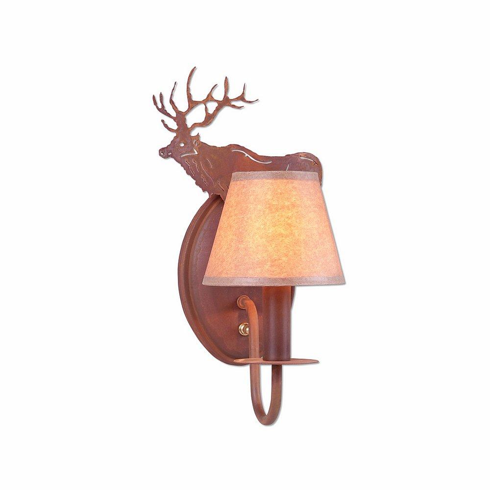 Diablo Sconce - Valley Elk - Waxed Kraft Lampshade - Rust Patina Finish