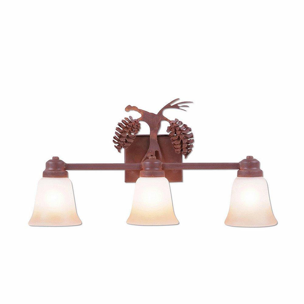 Parkshire Triple Bath Vanity Light - Spruce Cone - Two-Toned Amber Cream Bell Glass