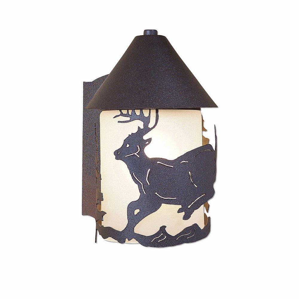 Cedarline Sconce - Mountain Deer - Frosted Glass Bowl - Rustic Brown Finish