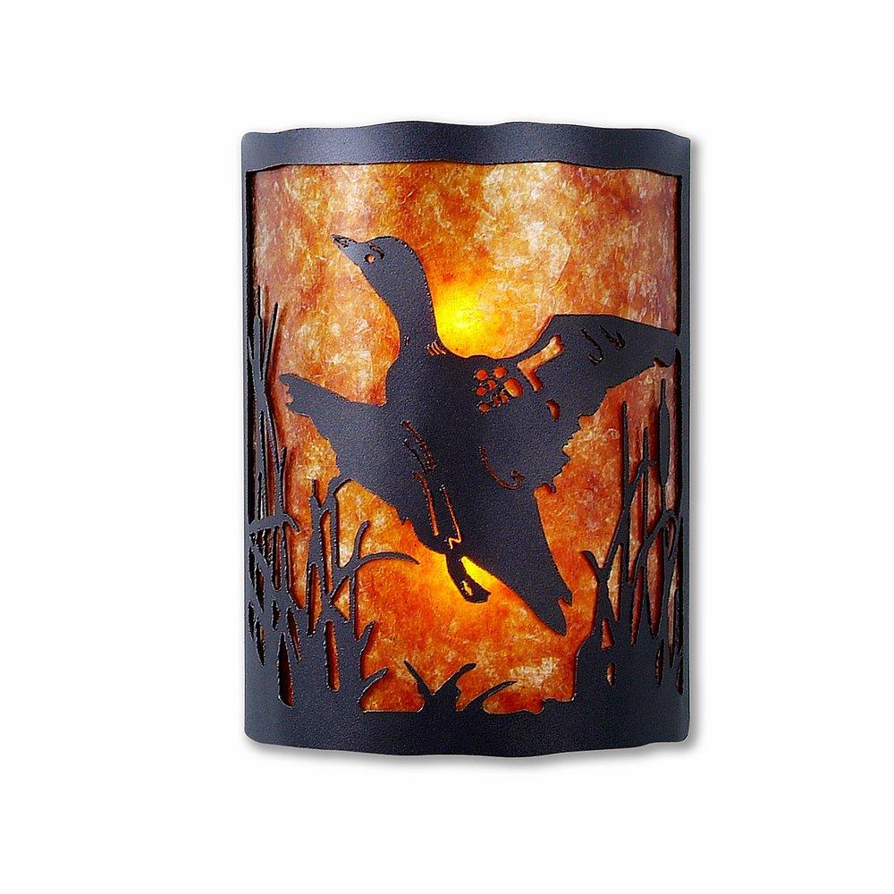 Cascade Sconce Large - Loon - Amber Mica Shade - Black Iron Finish