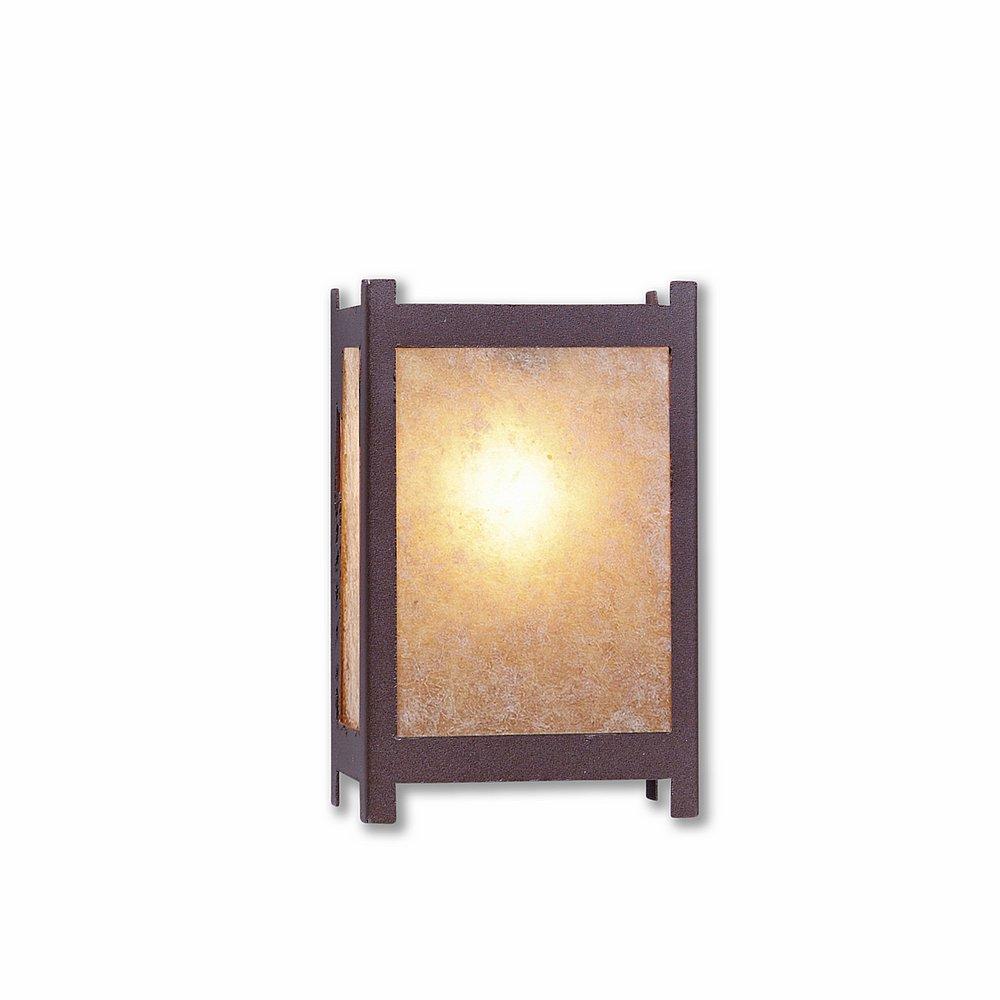 Seneca Small Sconce - Rustic Plain - Almond Mica Shade - Rustic Brown Finish