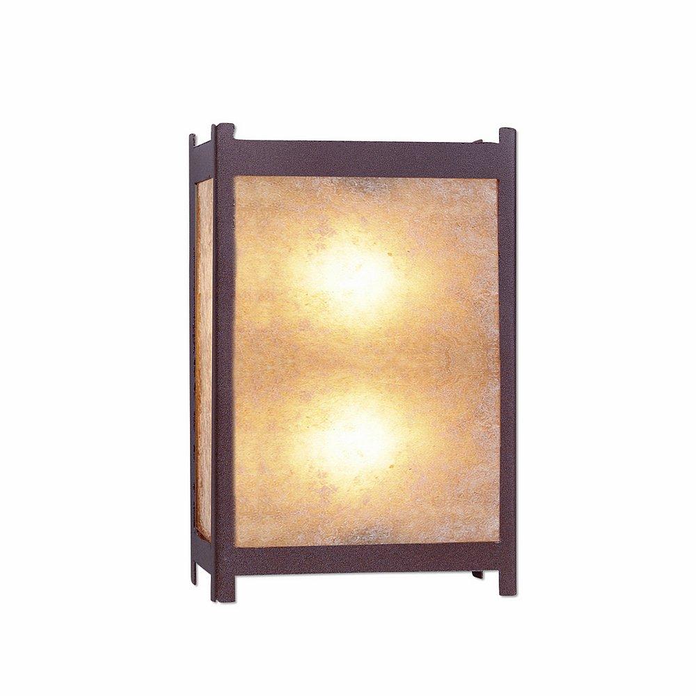 Seneca Large Sconce - Rustic Plain - Almond Mica Shade - Rustic Brown Finish