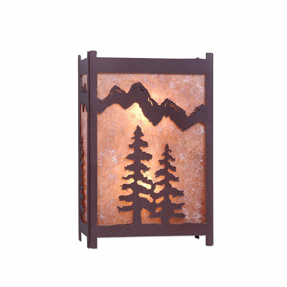 Seneca Large Sconce - Spruce Tree - Almond Mica Shade - Rustic Brown Finish