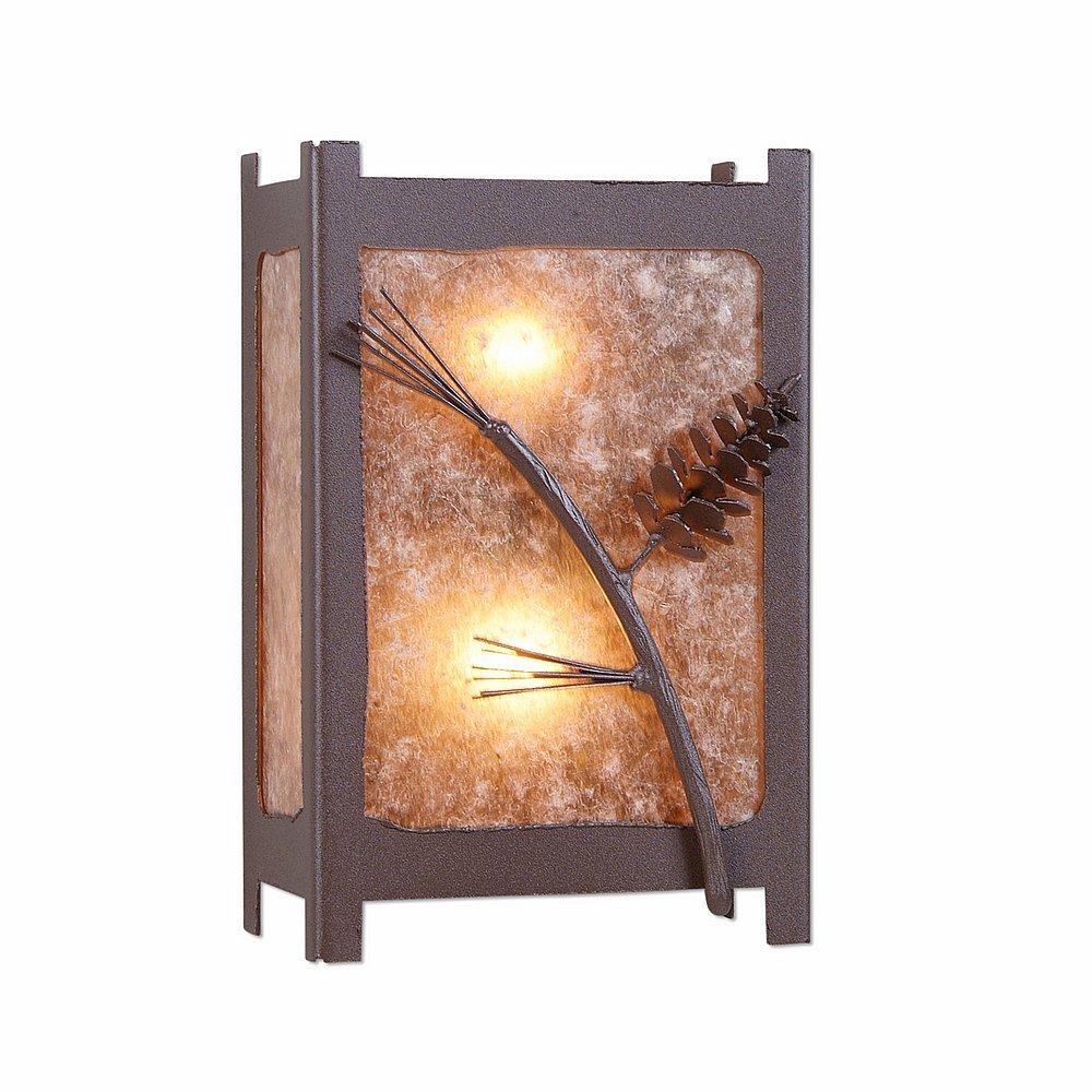 Seneca Large Sconce - Pine Cone - Almond Mica Shade - Rustic Brown Finish