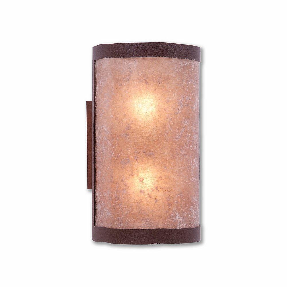 Kincaid Sconce - Rustic Plain - Almond Mica Shade - Rustic Brown Finish