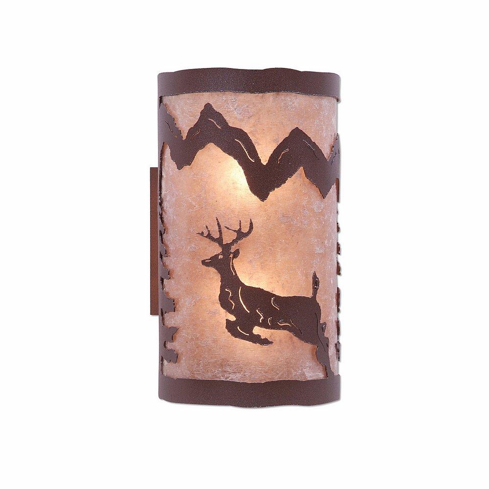 Kincaid Sconce - Valley Deer - Almond Mica Shade - Rustic Brown Finish