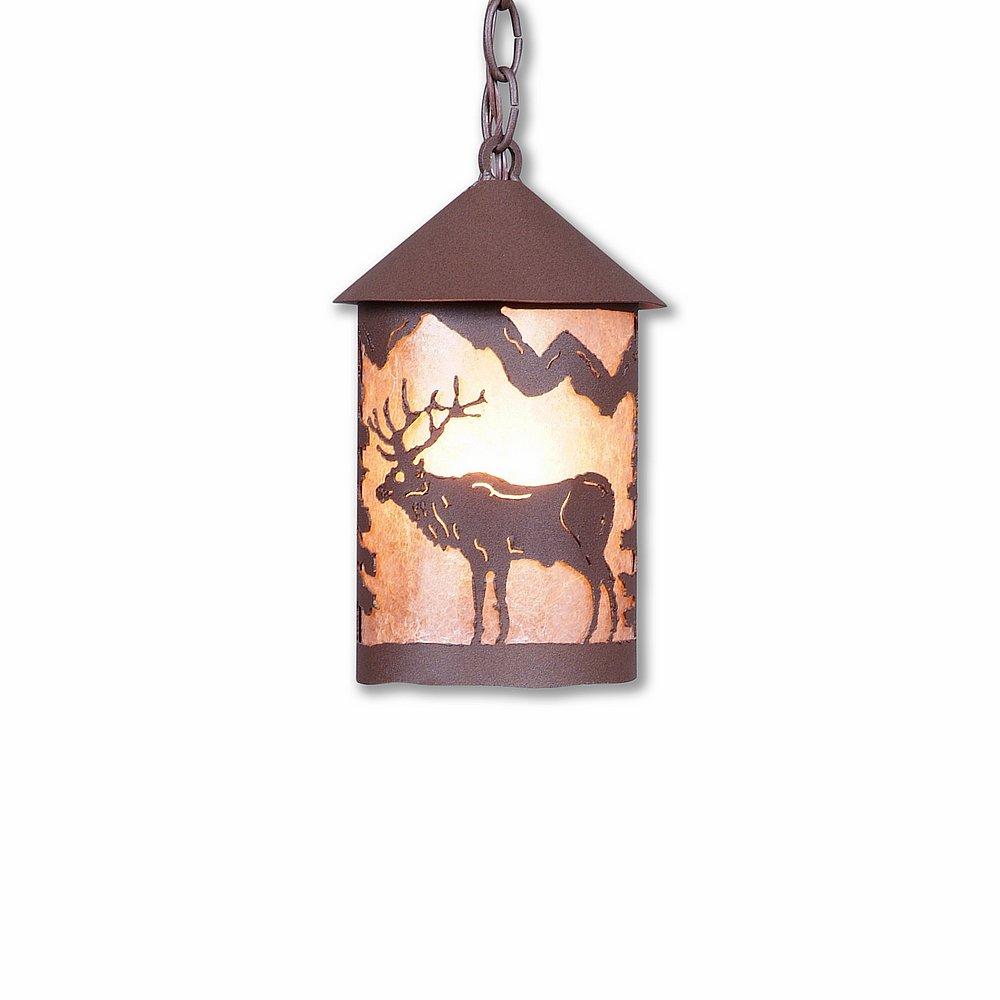 Cascade Pendant Small - Valley Elk - Almond Mica Shade - Rustic Brown Finish - Chain