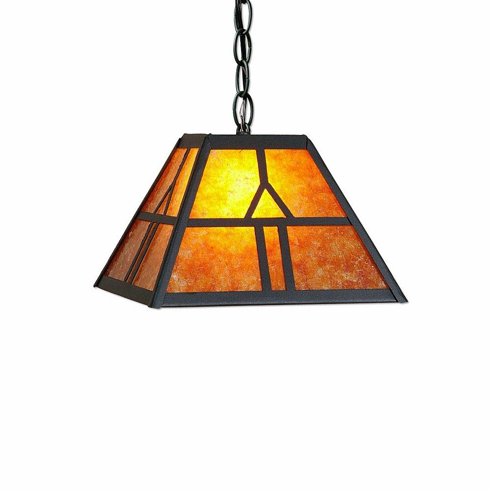 Rocky Mountain Pendant Small - Westhill - Amber Mica Shade - Rustic Brown Finish - Chain