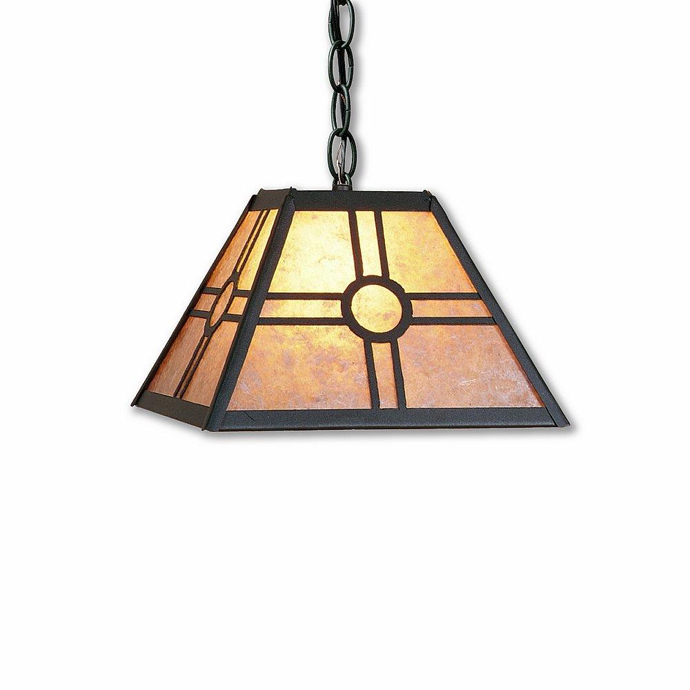Rocky Mountain Pendant Small - Southview - Almond Mica Shade - Forest Green / Cedar Green Finish