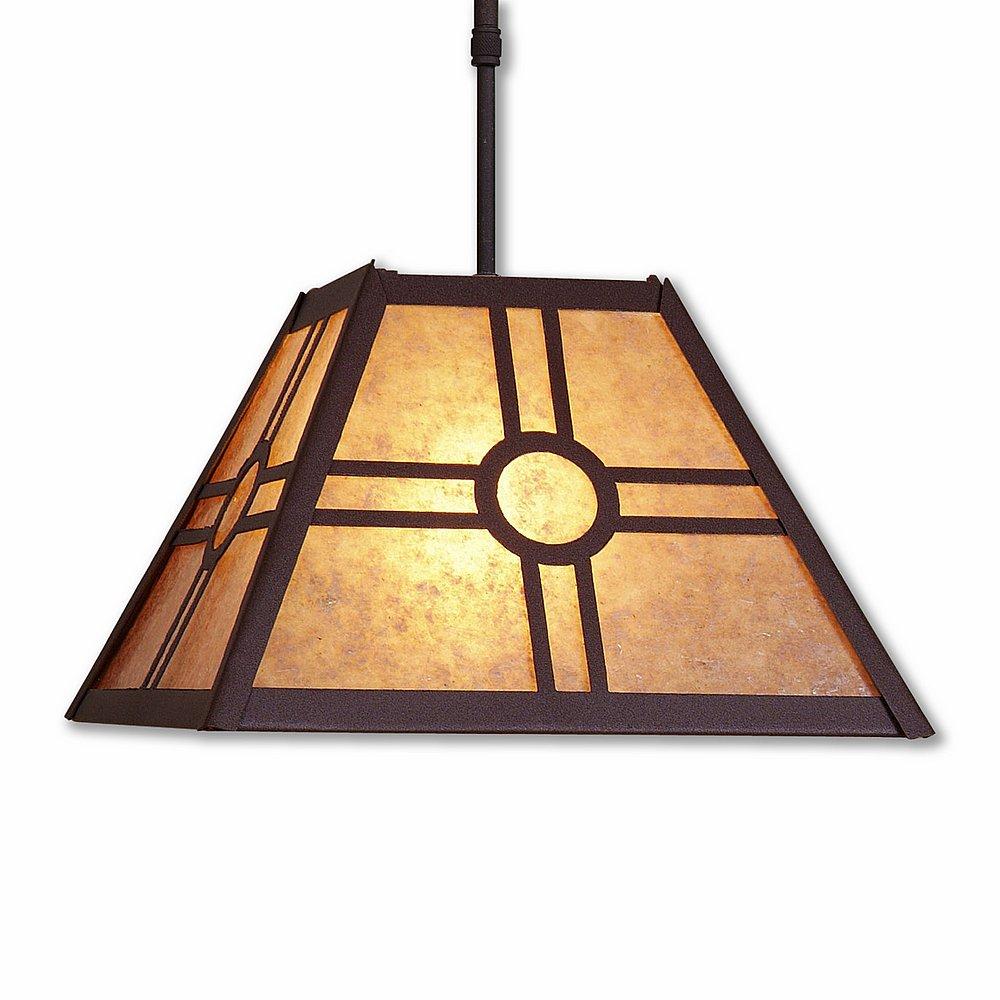 Rocky Mountain Pendant Large - Southview - Almond Mica Shade - Rustic Brown Finish - Adjustable Stem