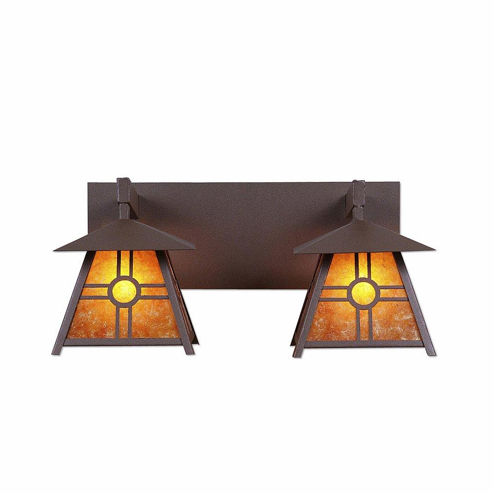 Smoky Mountain Double Bath Vanity Light - Southview - Amber Mica Shade - Rustic Brown Finish