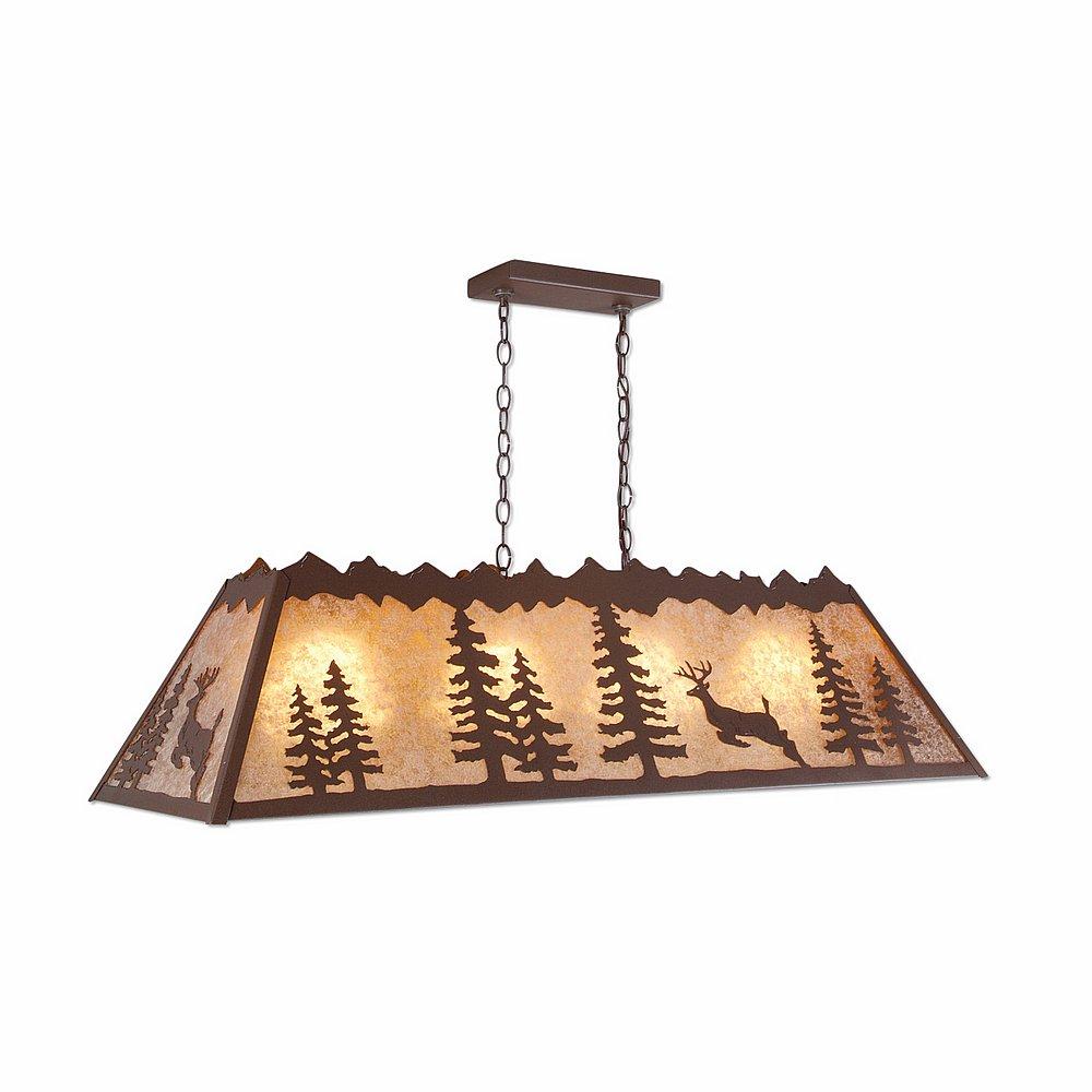 Rocky Mountain Billiard Light Large - Valley Deer - Almond Mica Shade - Rustic Brown Finish