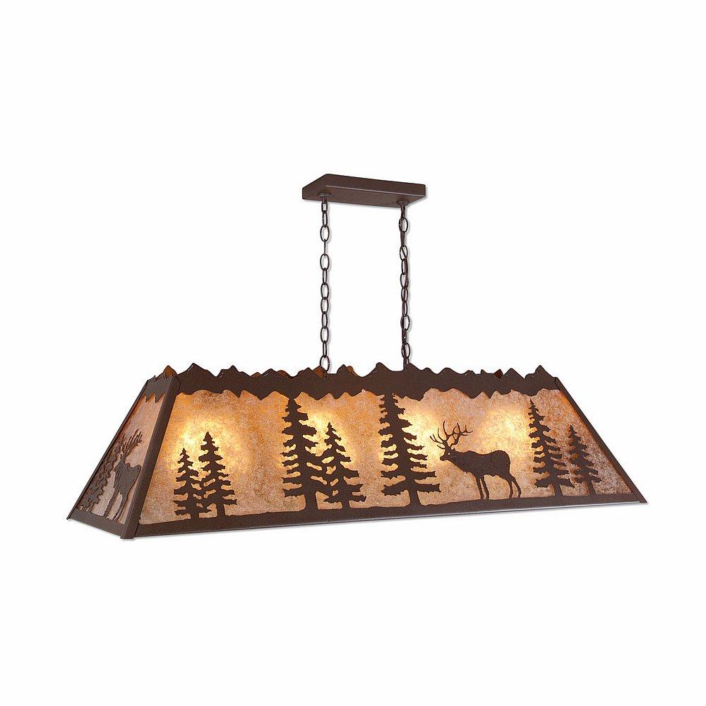 Rocky Mountain Billiard Light Large - Valley Elk - Almond Mica Shade - Rustic Brown Finish