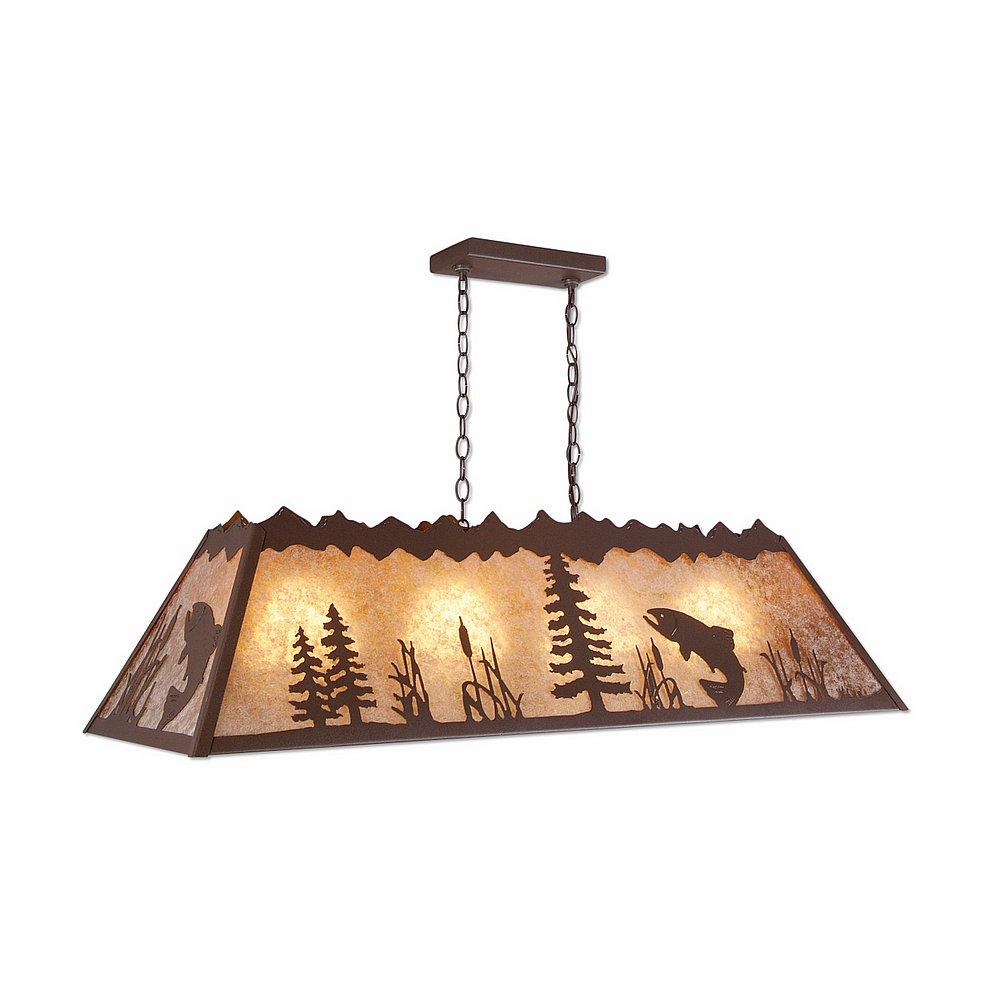 Rocky Mountain Billiard Light Large - Trout - Almond Mica Shade - Rustic Brown Finish