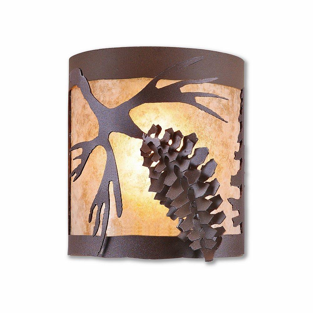 Kincaid Ceiling Light - Spruce Cone - Almond Mica Shade - Rustic Brown Finish