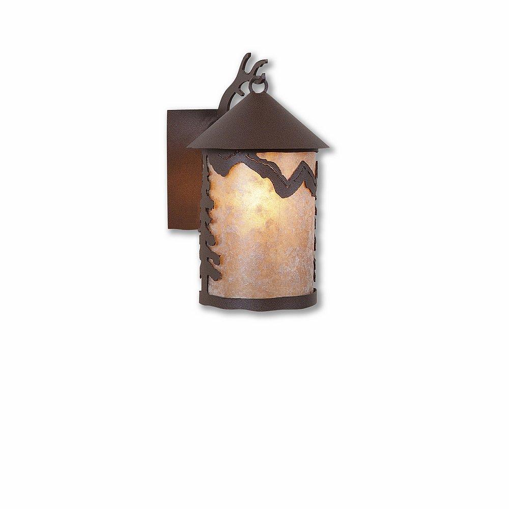 Cascade Lantern Sconce Mica Small - Rustic Plain - Almond Mica Shade - Rustic Brown Finish